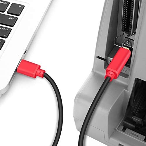Tan QY Printer Cable 30Ft, USB 2.0 High Speed Gold-Plated Red, 30Ft