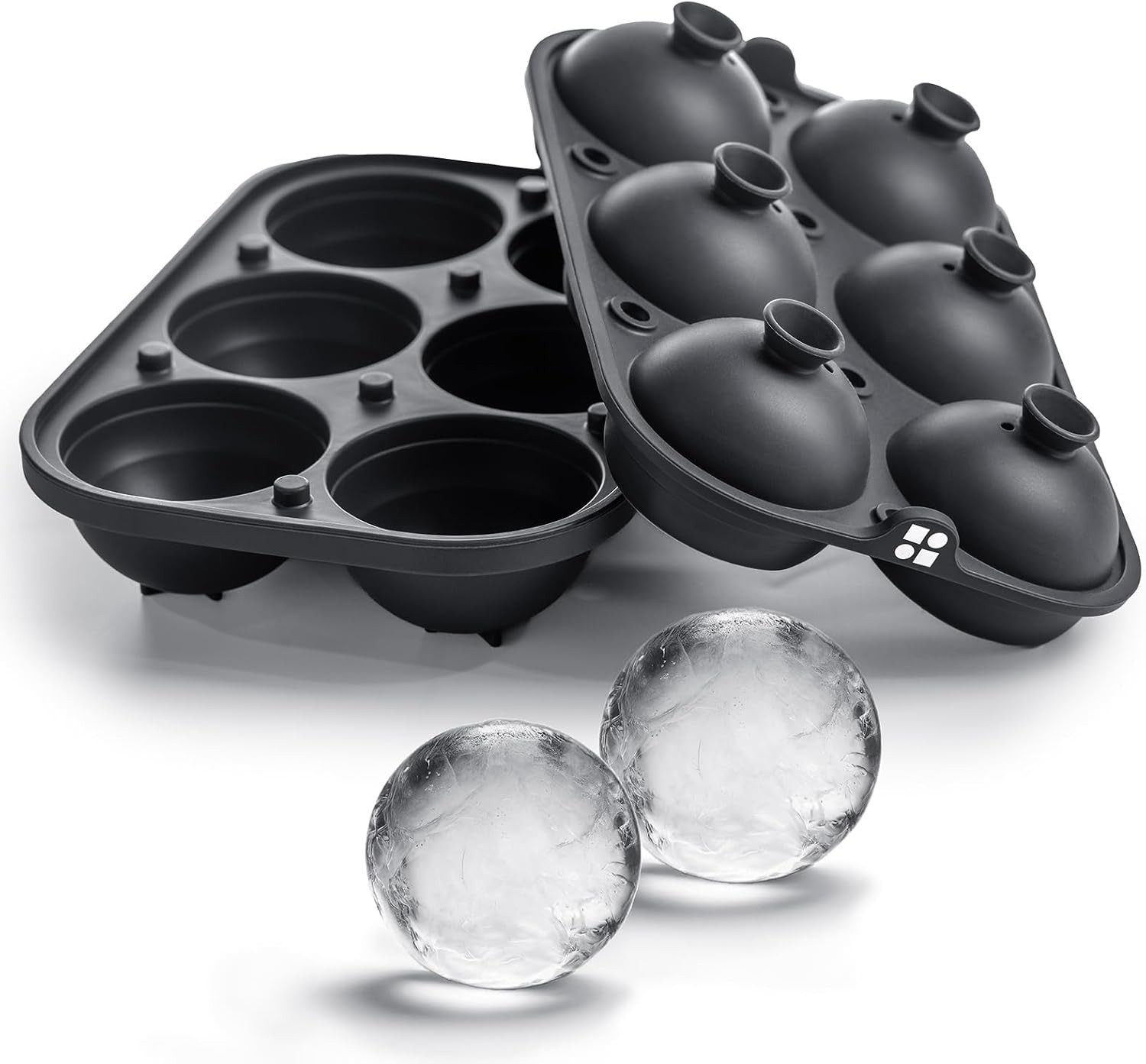 Ice Cube Molds – Large Silicone Ice & Sphere Mold Combo with Built-In Easy-Fill