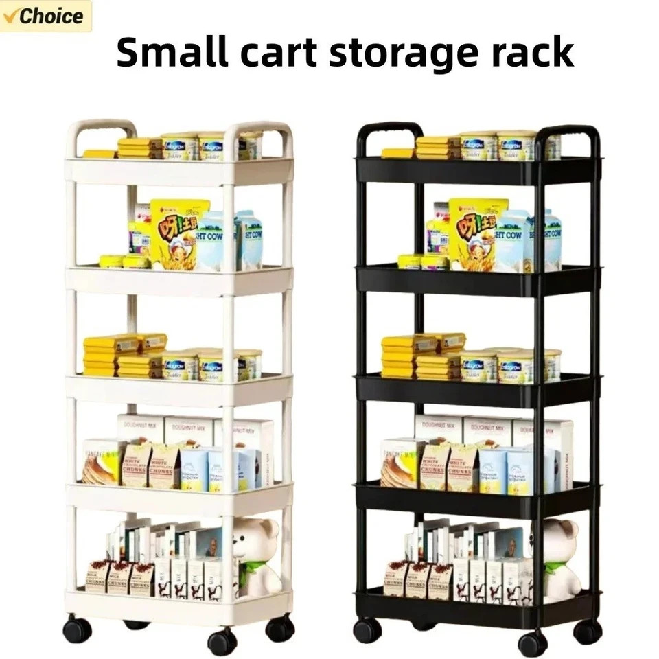 5 Tier Rolling Storage Cart Multi Purpose Organizer with 360° Swivel Wheels