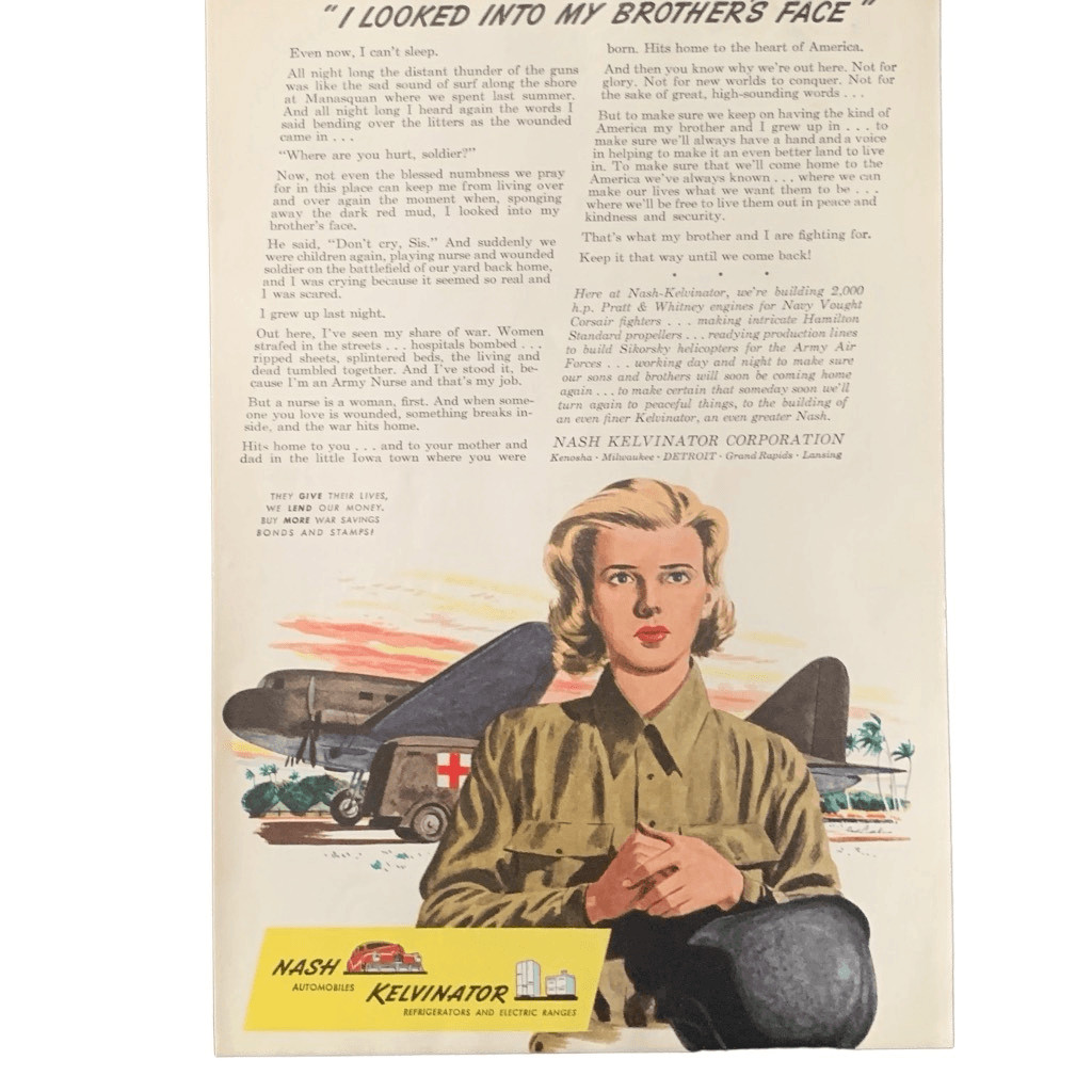 Vintage 1943 Nash Kelvinator Into My Brother’s Face Ad Advertisement