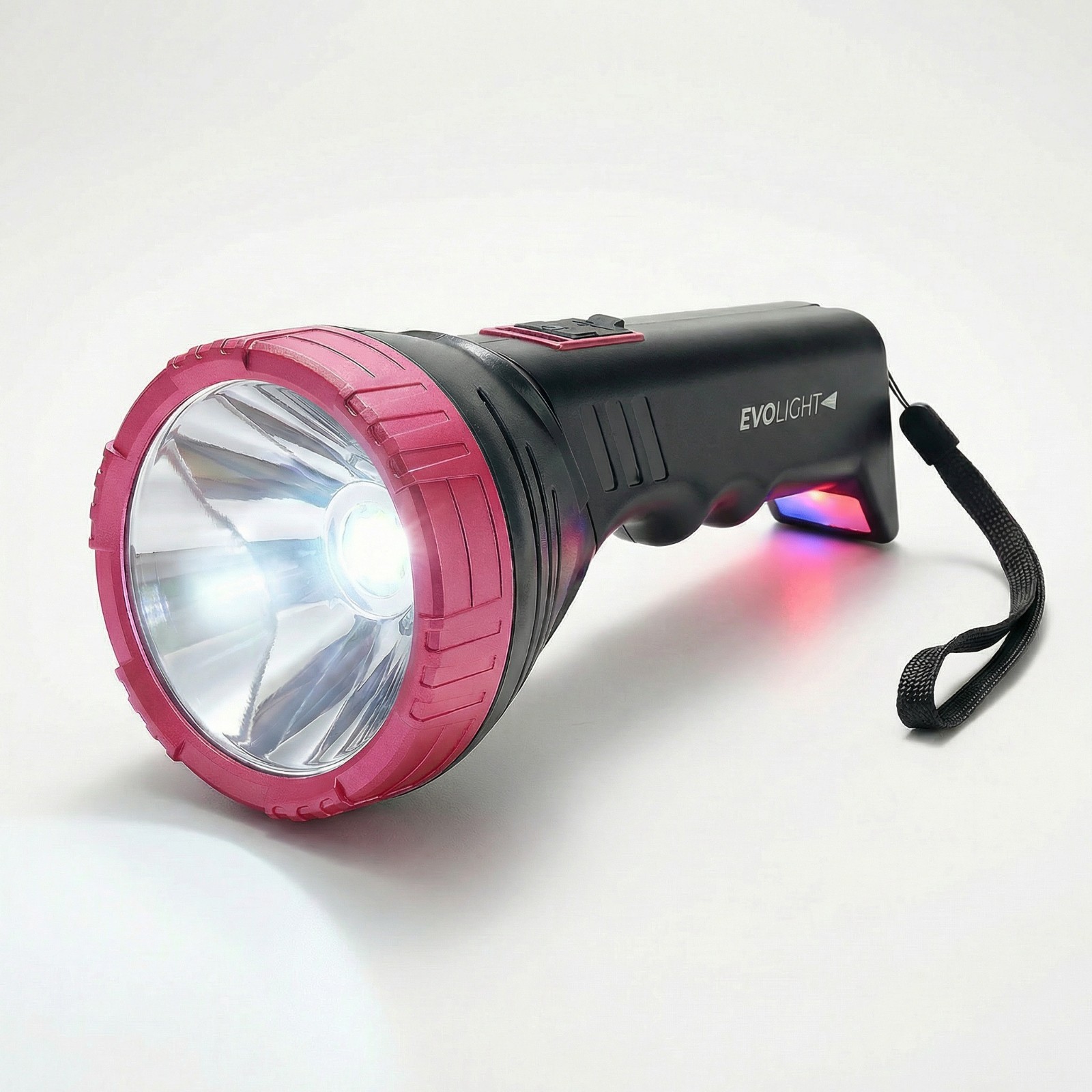 EVOLight - Rechargeable LED Flashlight + Built-in Power Bank - BLACK & MAGENTA