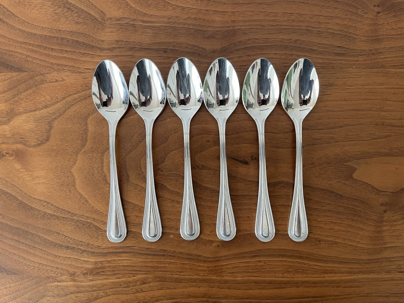 Wallace Regal Pearl 6x Teaspoons Stainless Flatware Beaded Handle Korea