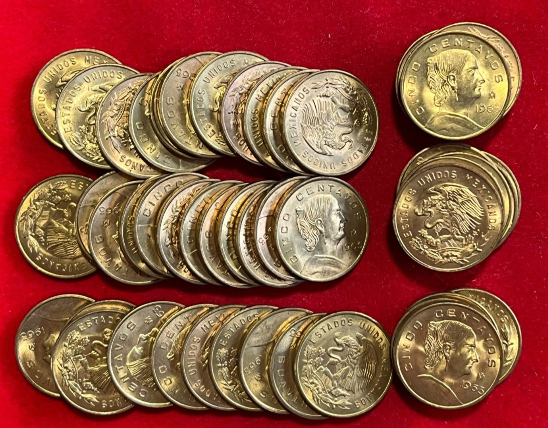 ##S106 Mexico 50 Coins from Mint Bag - 5 Centavos 1963 Mo KM#426 UNC