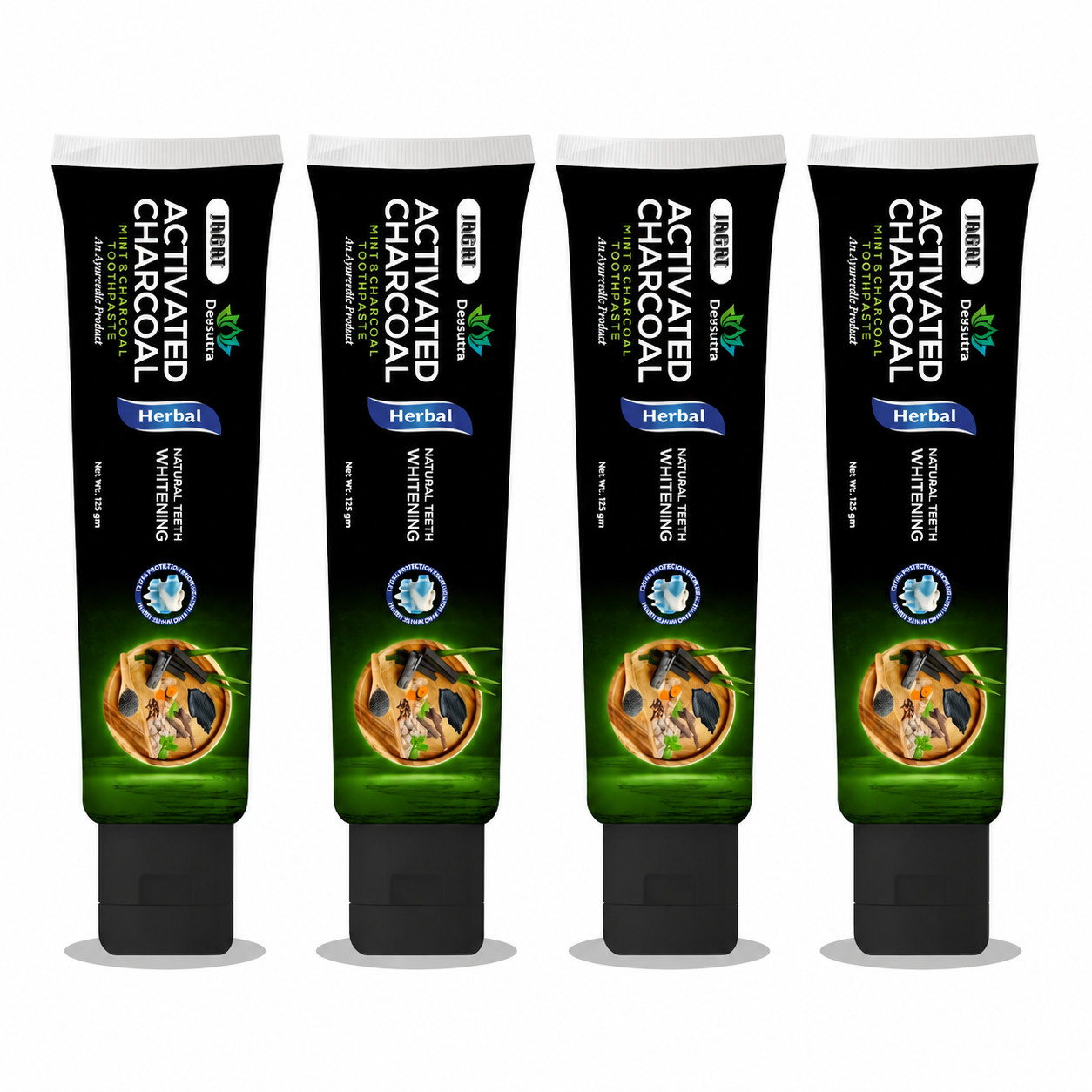 Jagat Devsutra Ayurvedic Charcoal Toothpaste 125g x 4 | Natural Whitening