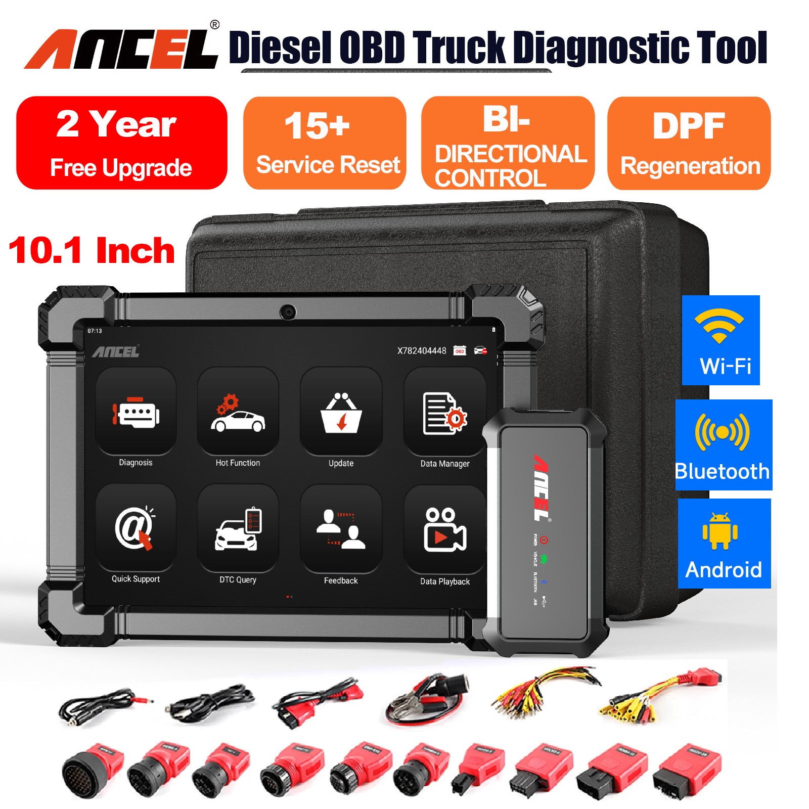 ANCEL X7 HD 10'' Heavy Duty Truck Scanner Full System Diagnostic Tool 40+ Reset