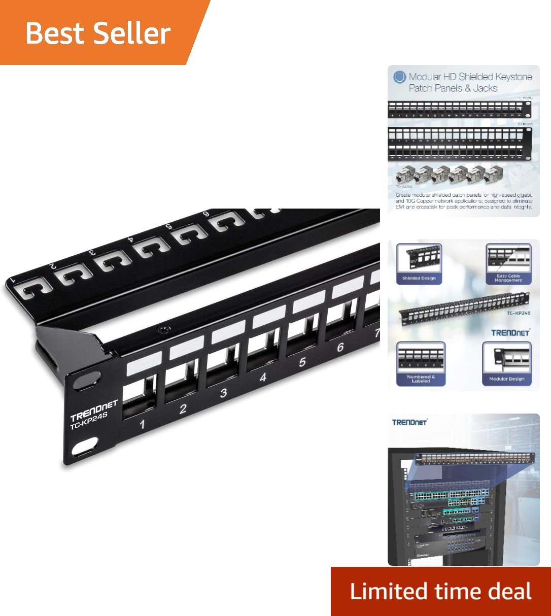 24-Port Blank Keystone Shielded 1U Patch Panel,TC-KP24S
