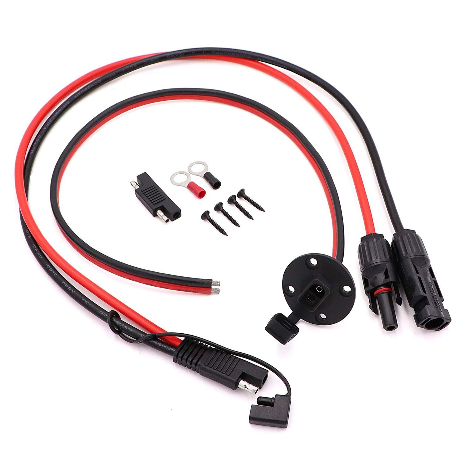 2FT 10AWG Solar Connector to SAE Adapter Cable, 2FT 10AWG Weatherproof SAE Si...