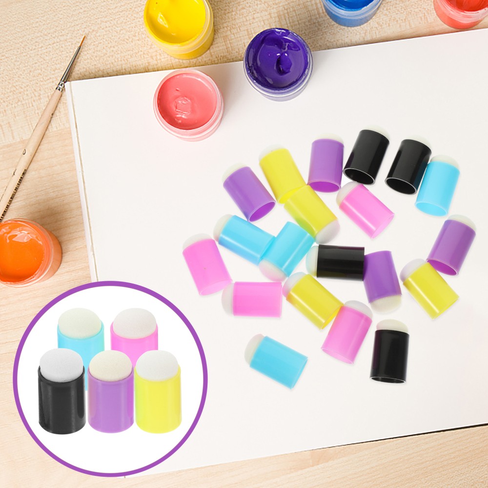 25 Pcs Finger Drawing Sponge Set Daubers for Stenciling Stamping Tools