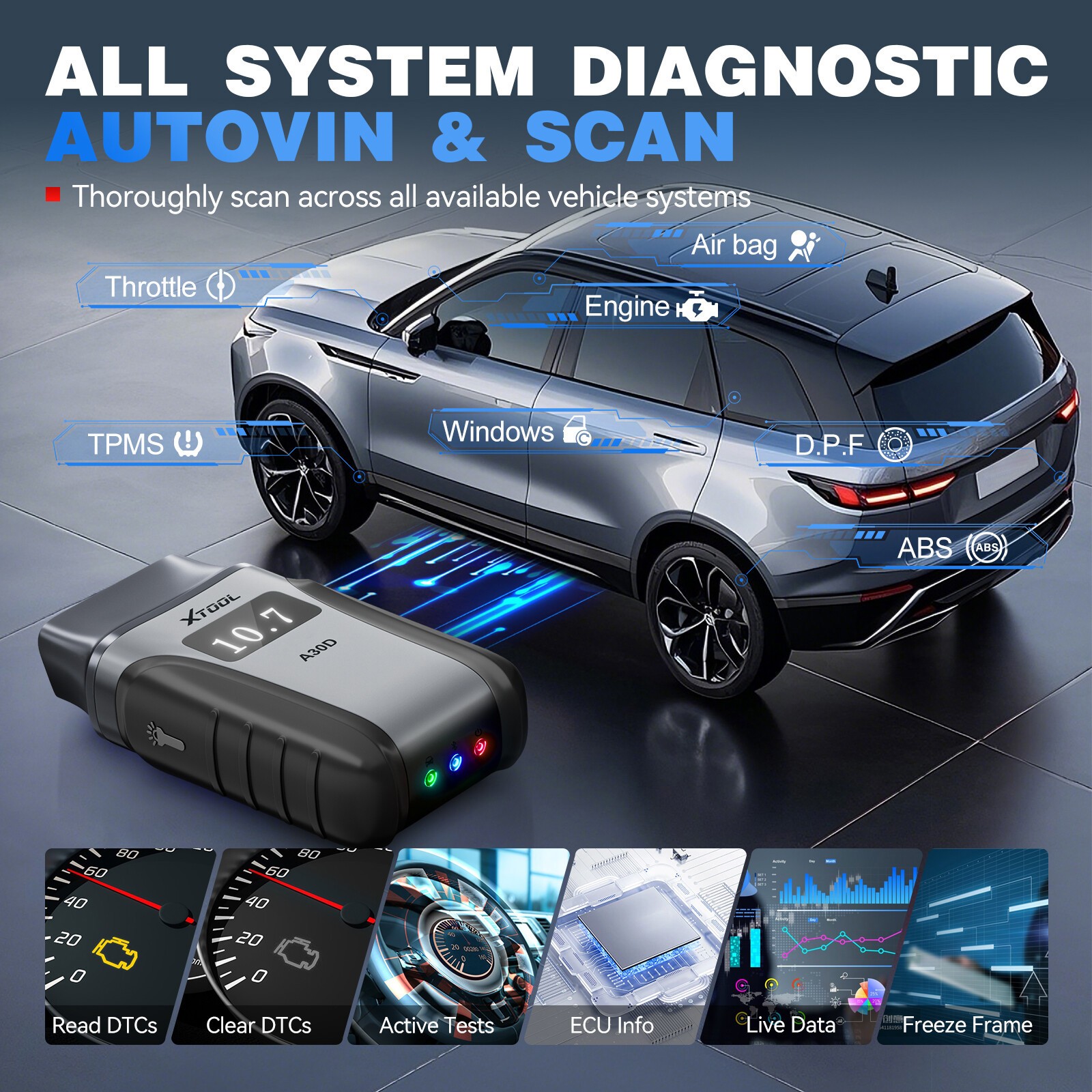 2026 XTOOL A30D V2.0 Bluetooth OBD2 Scanner Full System Diagnostic FCA Autoauth