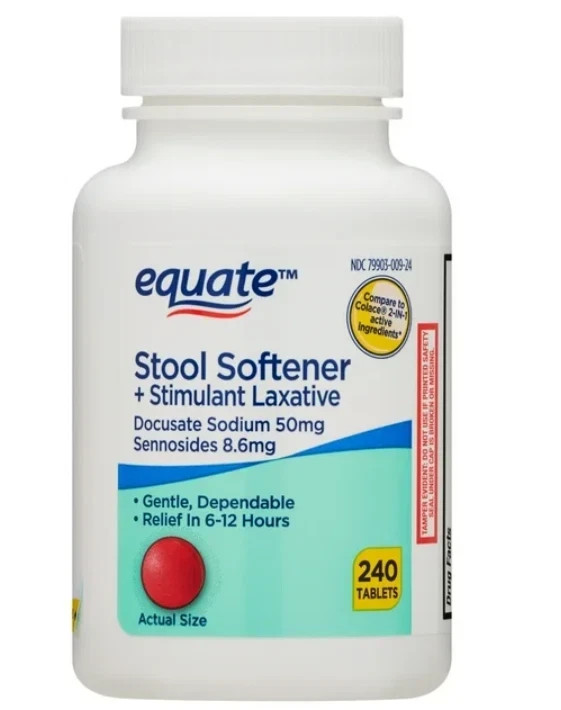 (3 pack) Equate Stool Softener Plus Stimulant Laxative Tablets, 240 Count