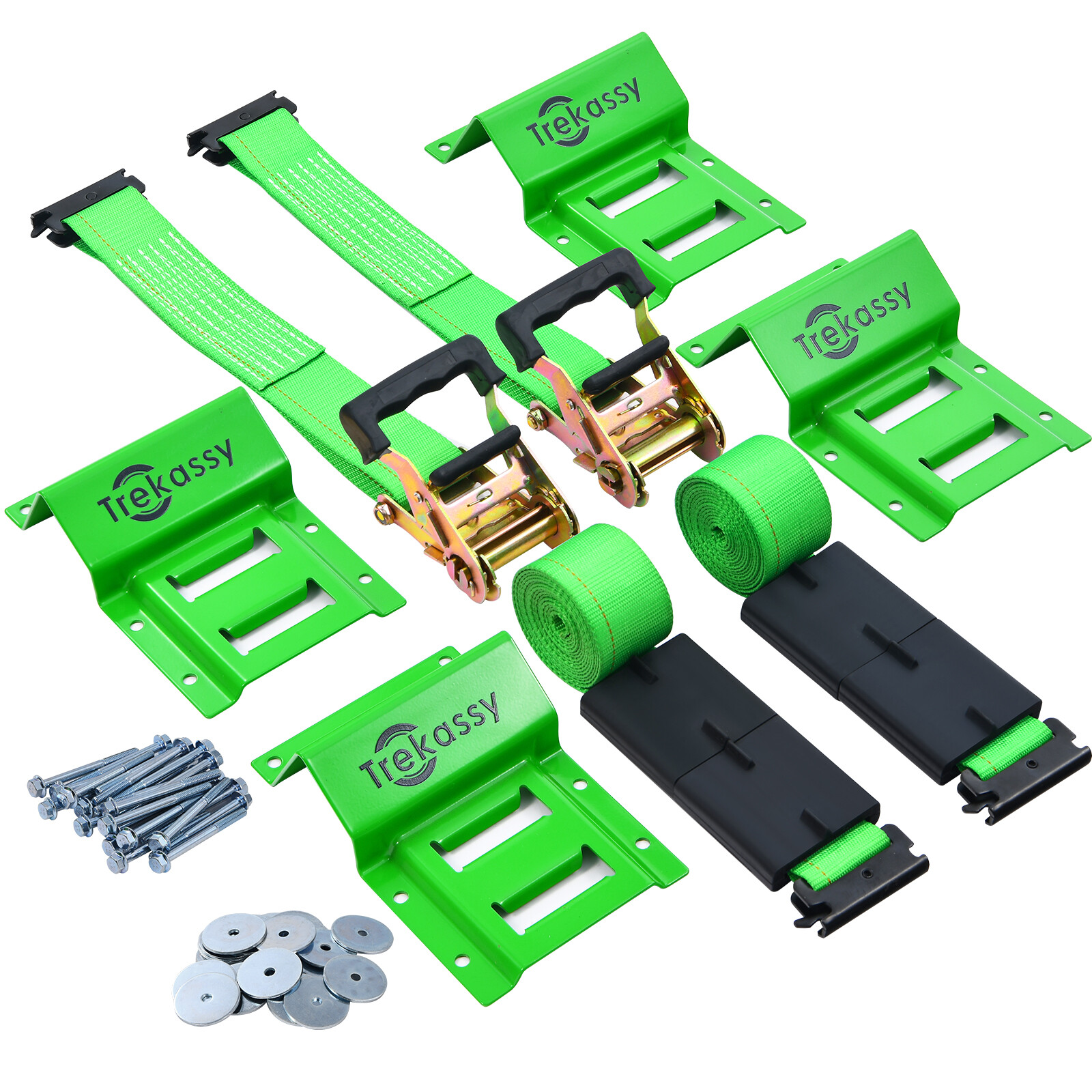 Wheel Chock Tie Down Kit Trailer Tie Down Towing System Ratchet Straps for ATV