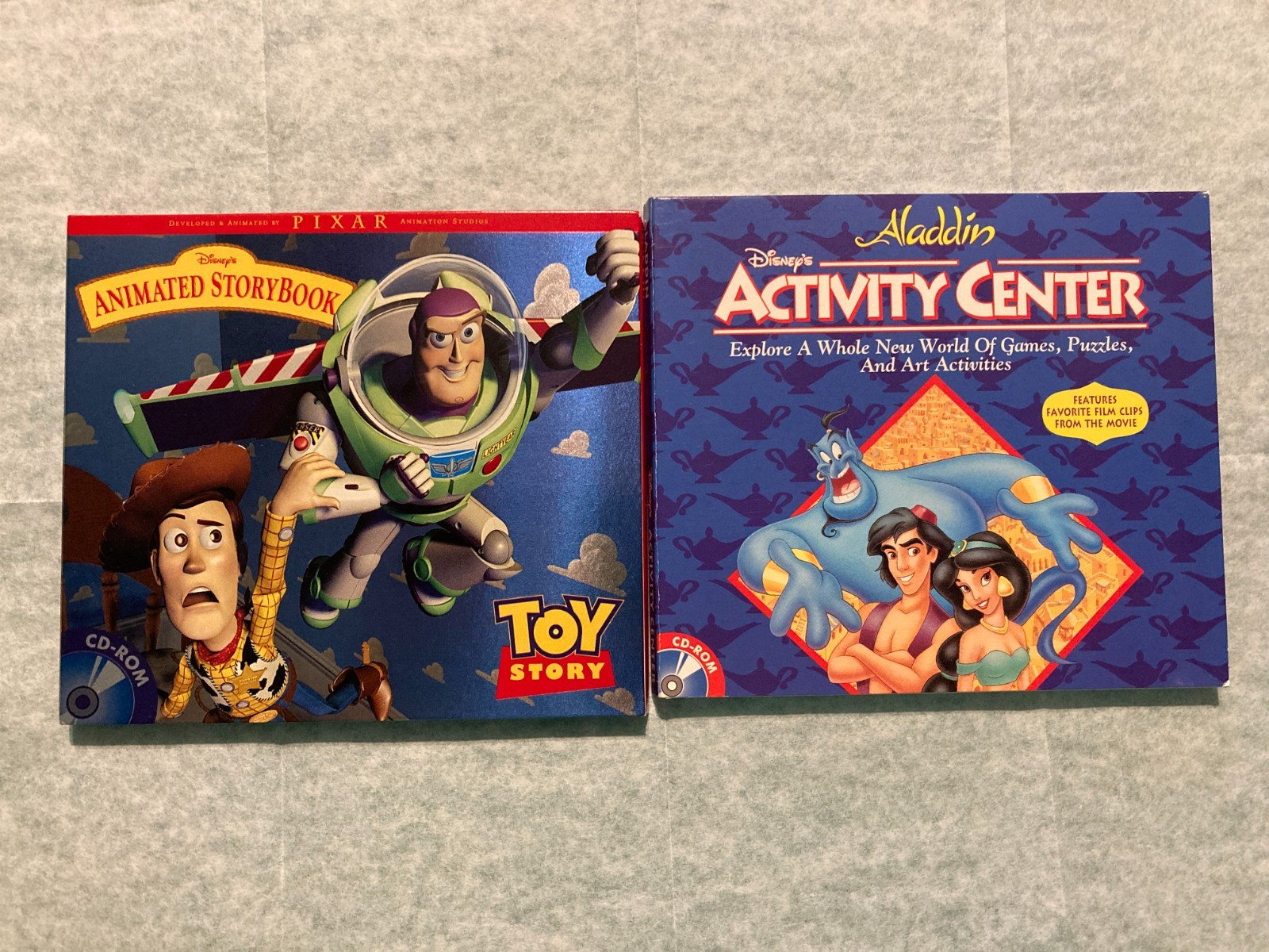 Lot Of 2 Disney Animated Storybook Toy Story - Aladdin CD-ROMs Windows Or Mac