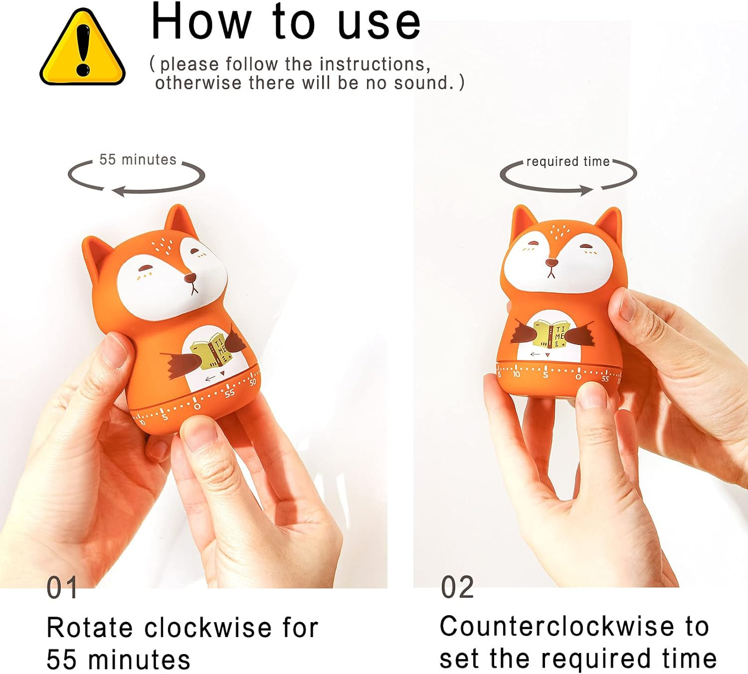 2 Pack Cute Kitchen Timer,100% Mechanical Timer for Kids,60 Minute Egg Timer for