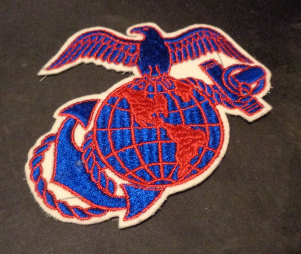 Vintage 5.5” USMC Marine Corps Blue &Red Eagle Globe Anchor EGA Wool VIET Patch