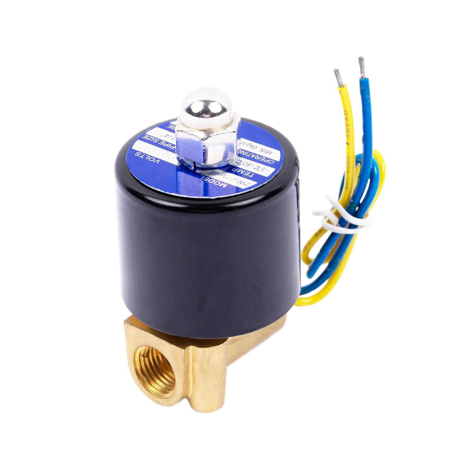 HFS(R) 12V Dc 1/4" Electric Solenoid Valve Water Air Gas, Fuels N/C - Brass