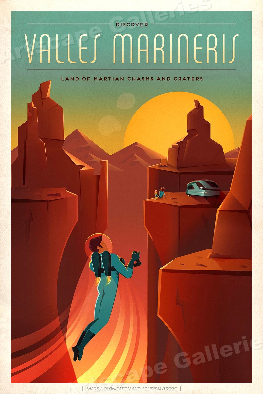"Discover Mars' Valles Marineris" Retro Style Space Exploration Poster - 24x36