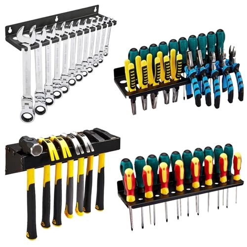 4Pcs Wall Mount Tool Organizer Set,Include Screwdriver Organizer,9mm-24mm