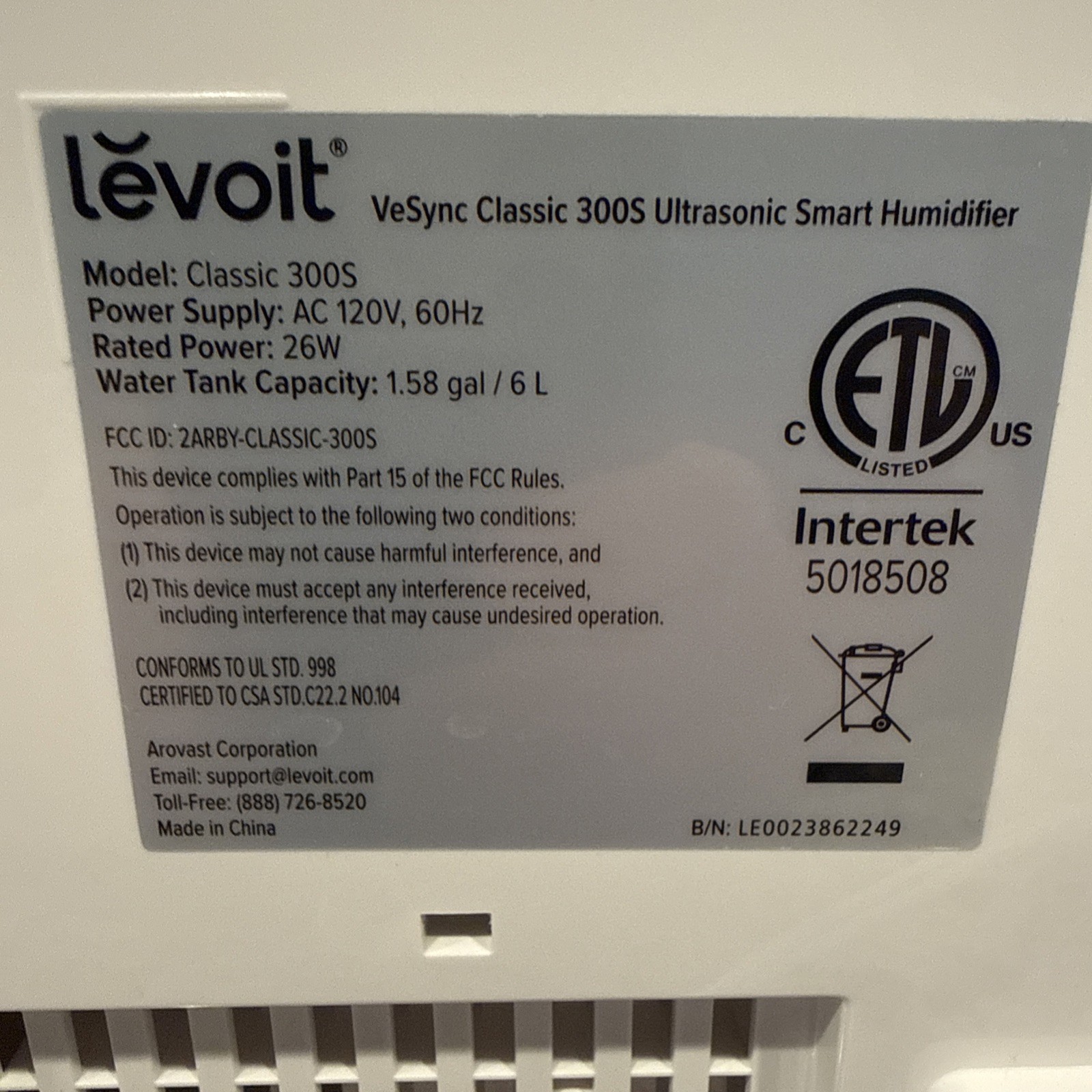 LEVOIT 6L Smart Humidifier