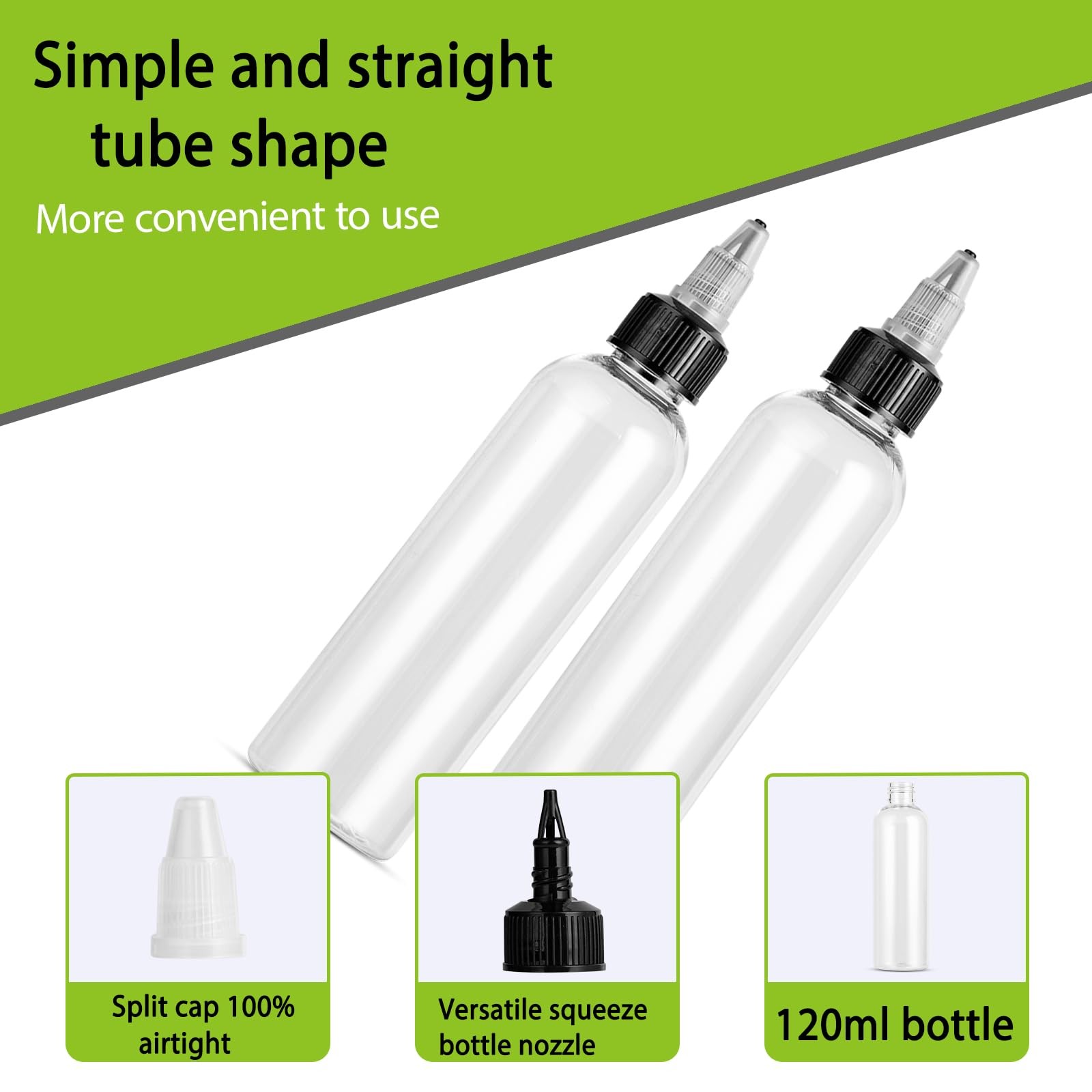 50 Pack Clear Dispensing Bottles, 4oz Round Plastic Squeeze Bottle with Twist...