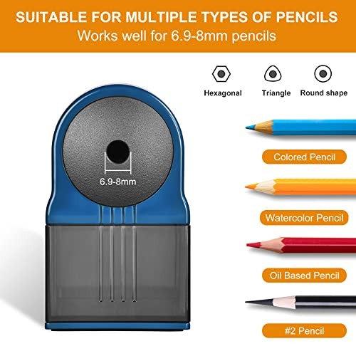 Manual Pencil Sharpener with Container 5 Grades of Thickness Blue | Desktop