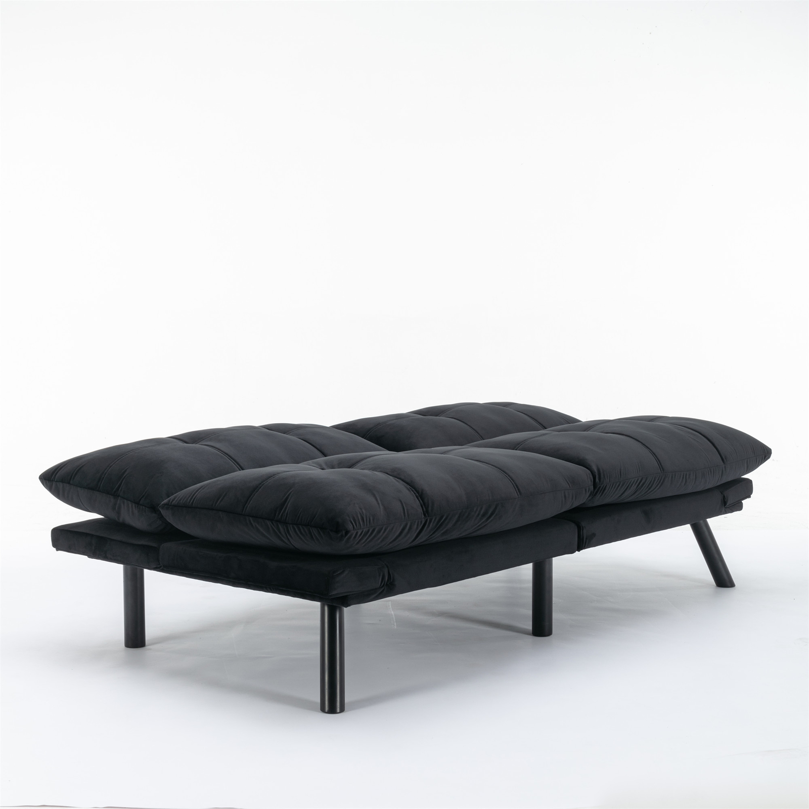 Black Convertible Folding Modern Sofa Bed Fit Small Apartment or Room Well