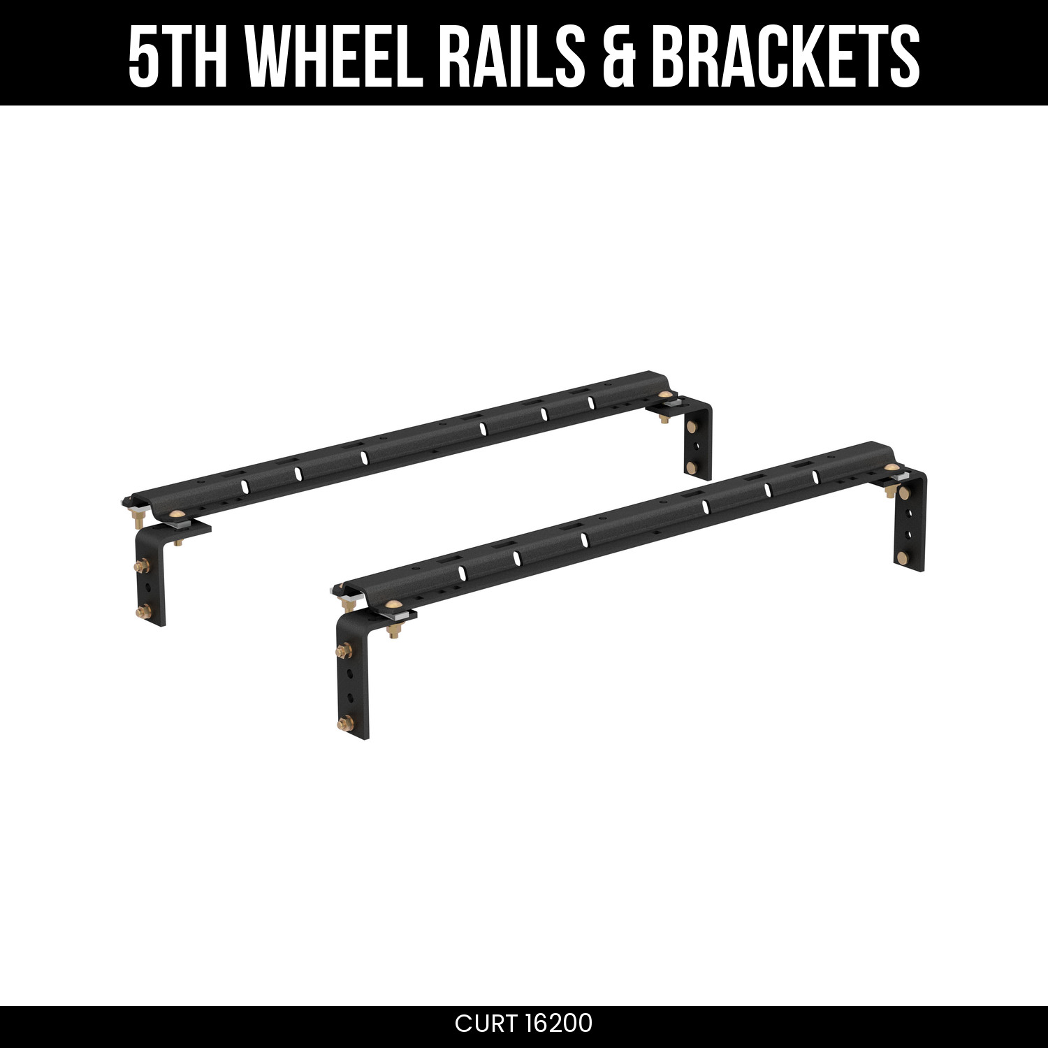 CURT Fifth Wheel Hitch Rails, Brackets, Industry Standard, Black, 25K lbs