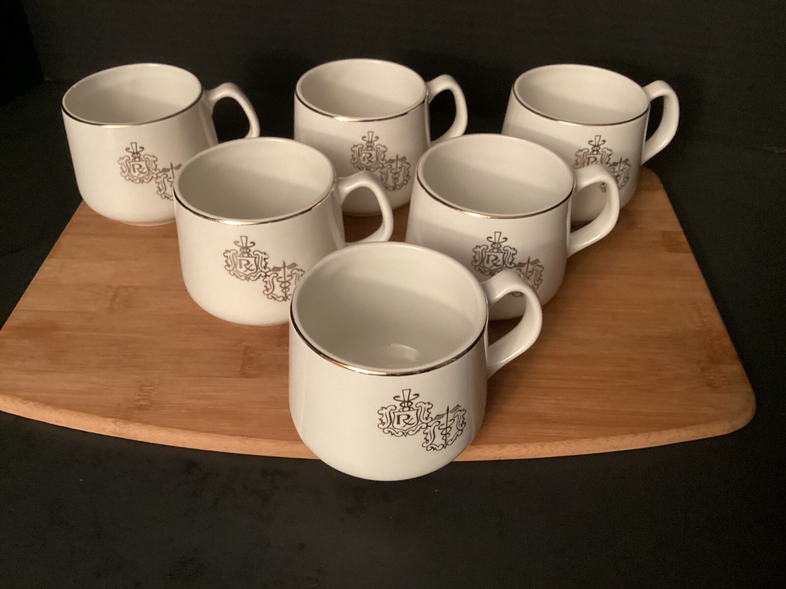 Ultra Rare Gold Leaf Medical Pharmaceutical Apothecary Coffee Mugs Set 6
