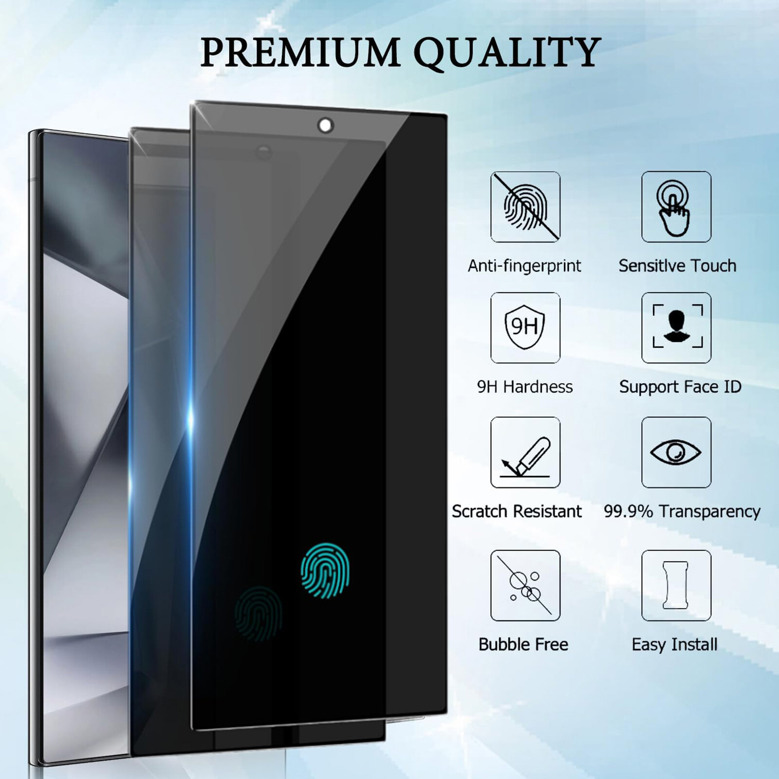 2 Pack Tempered Glass Privacy Screen Protector For Samsung Galaxy S26 Ultra/S25