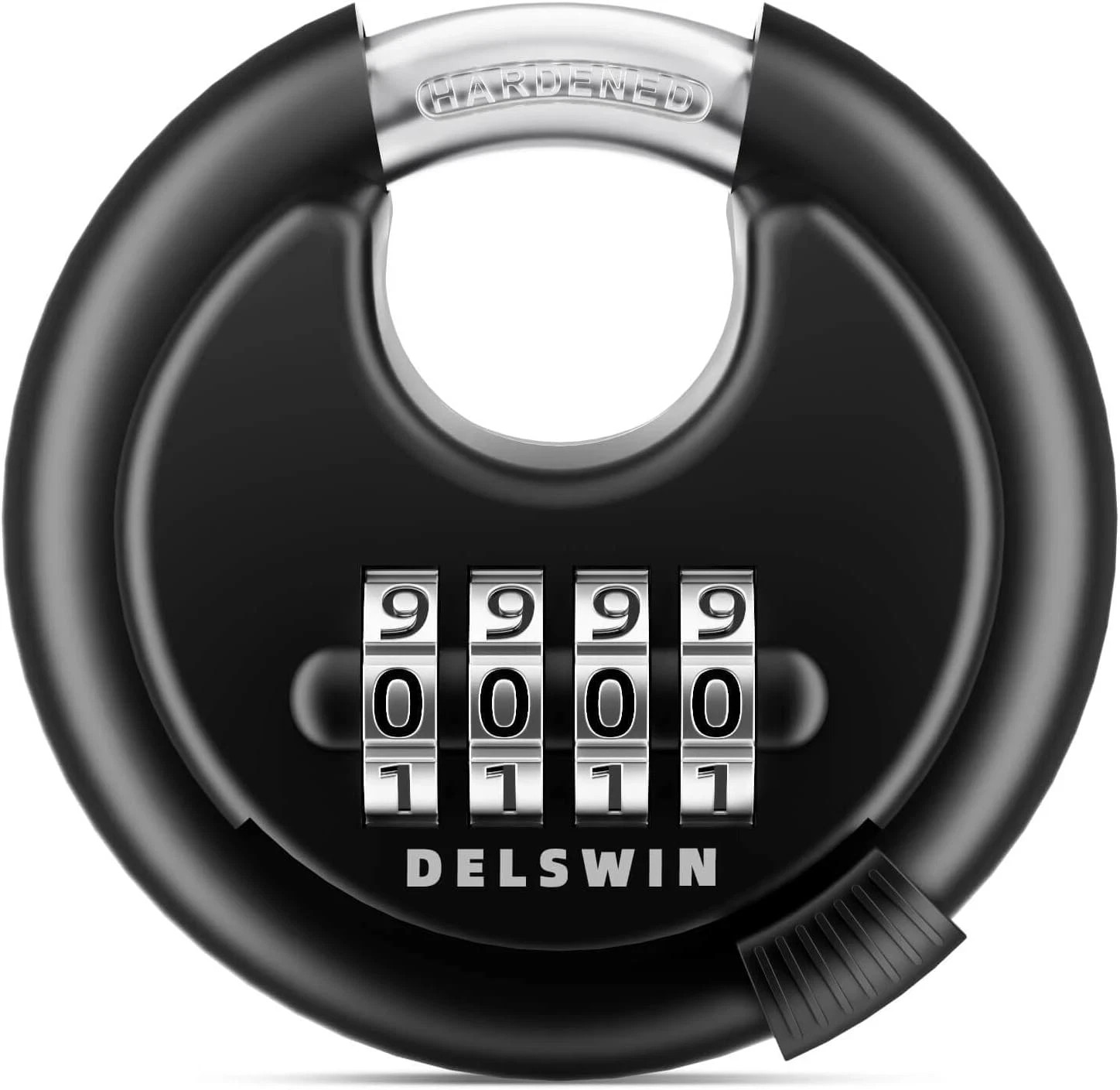 4 Digit Combination Disc Padlock with Hardened Steel Shackle Combo Lock for Shed