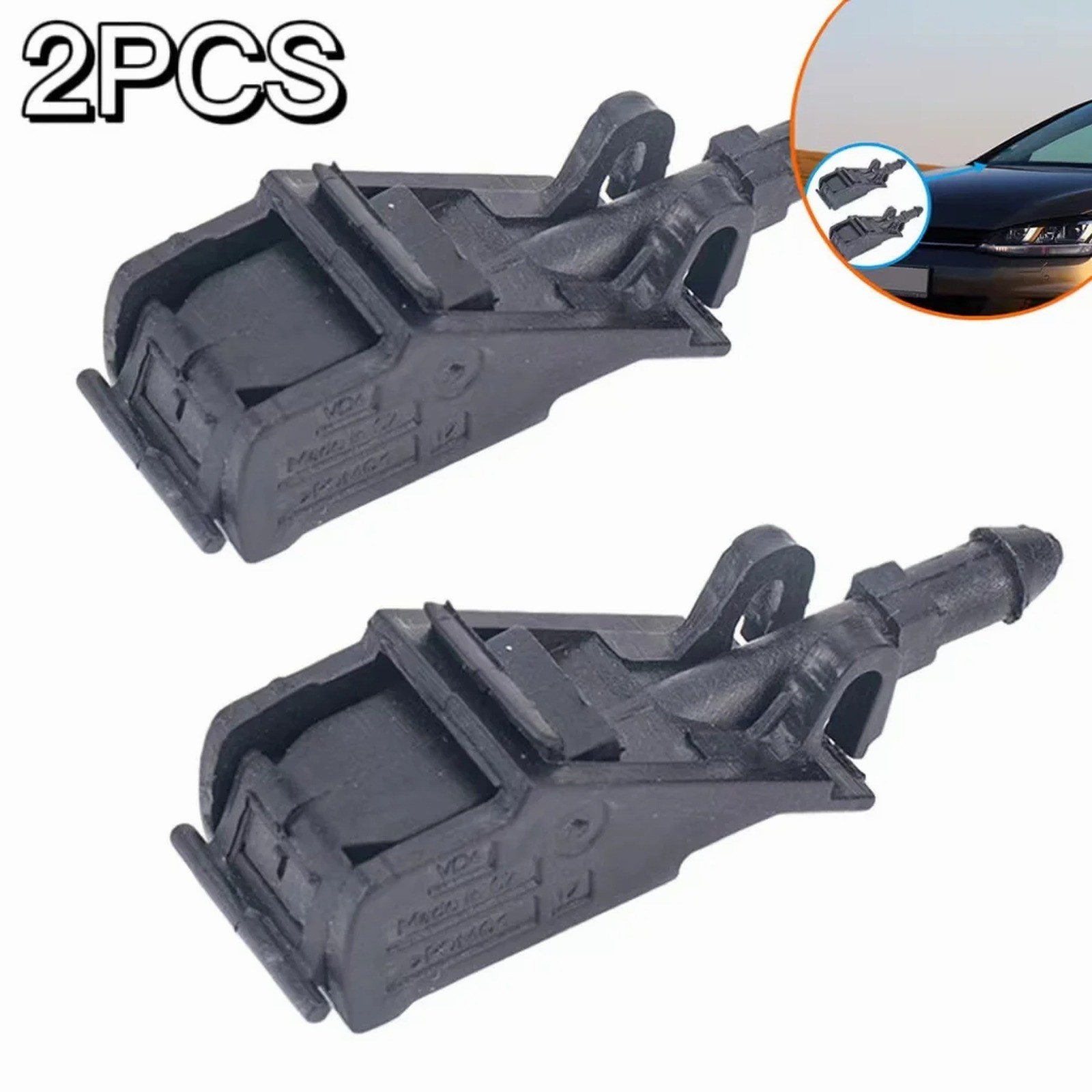 2-Piece Front Windshield Washer Nozzle Sprayer for Passat B5 Golf MK4 6RD95598