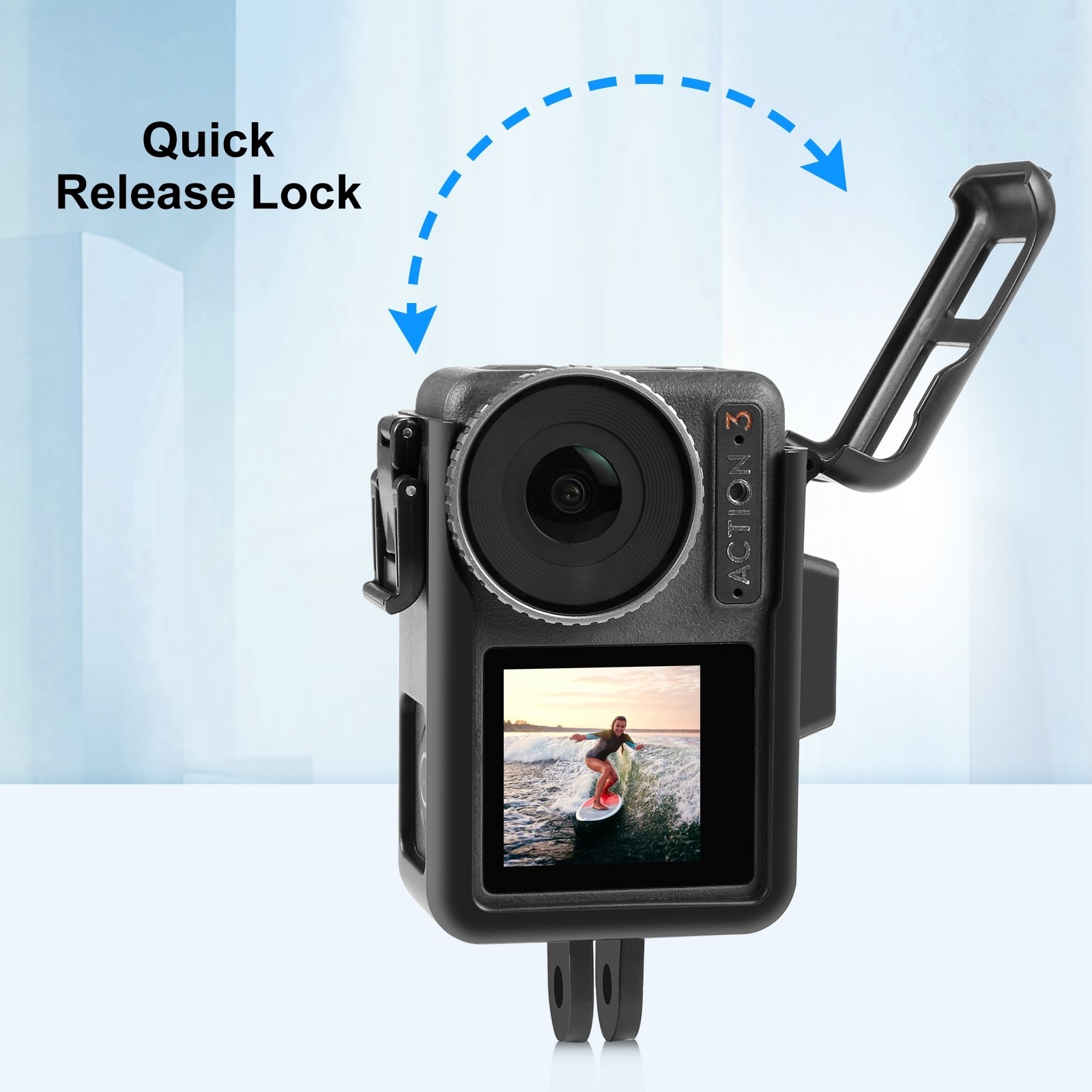 Protective Cover Bracket Base Mount w/ Cold Shoe For DJI Osmo Action 4/3 Camera