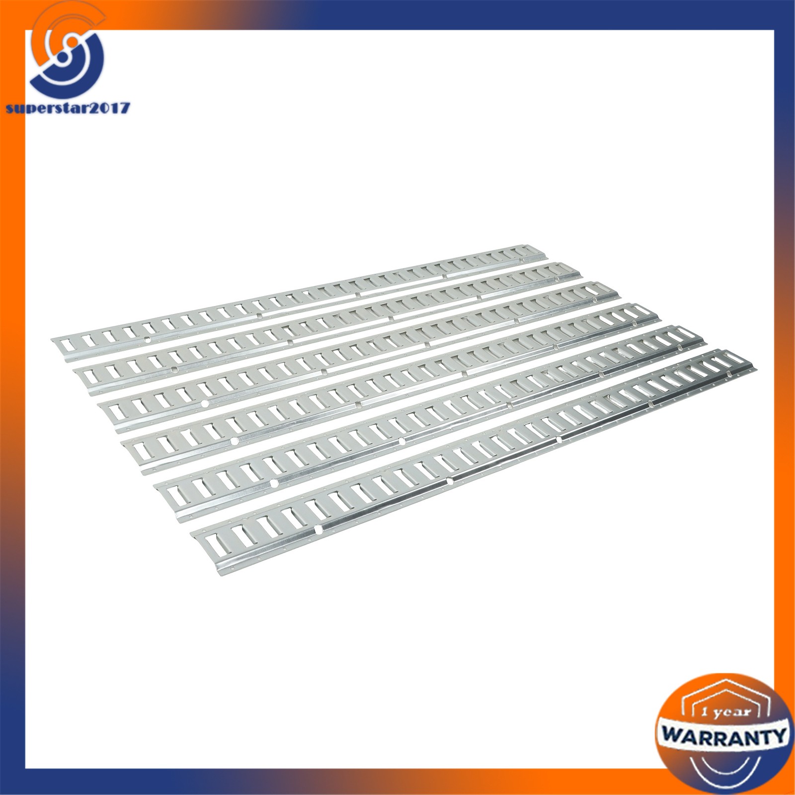 12PCS E-Track Tie-Down Rail Kit 6x 5ft Silver Galvanized Rails 6 O-Ring Anchors