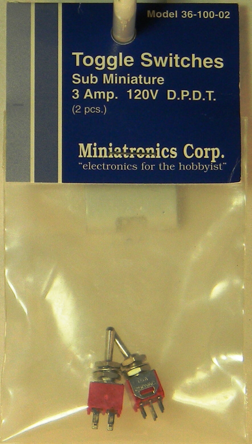 NEW Miniatronics 36-100-02 Sub-Mini 3a DPDT Toggle Switches 2 Pack