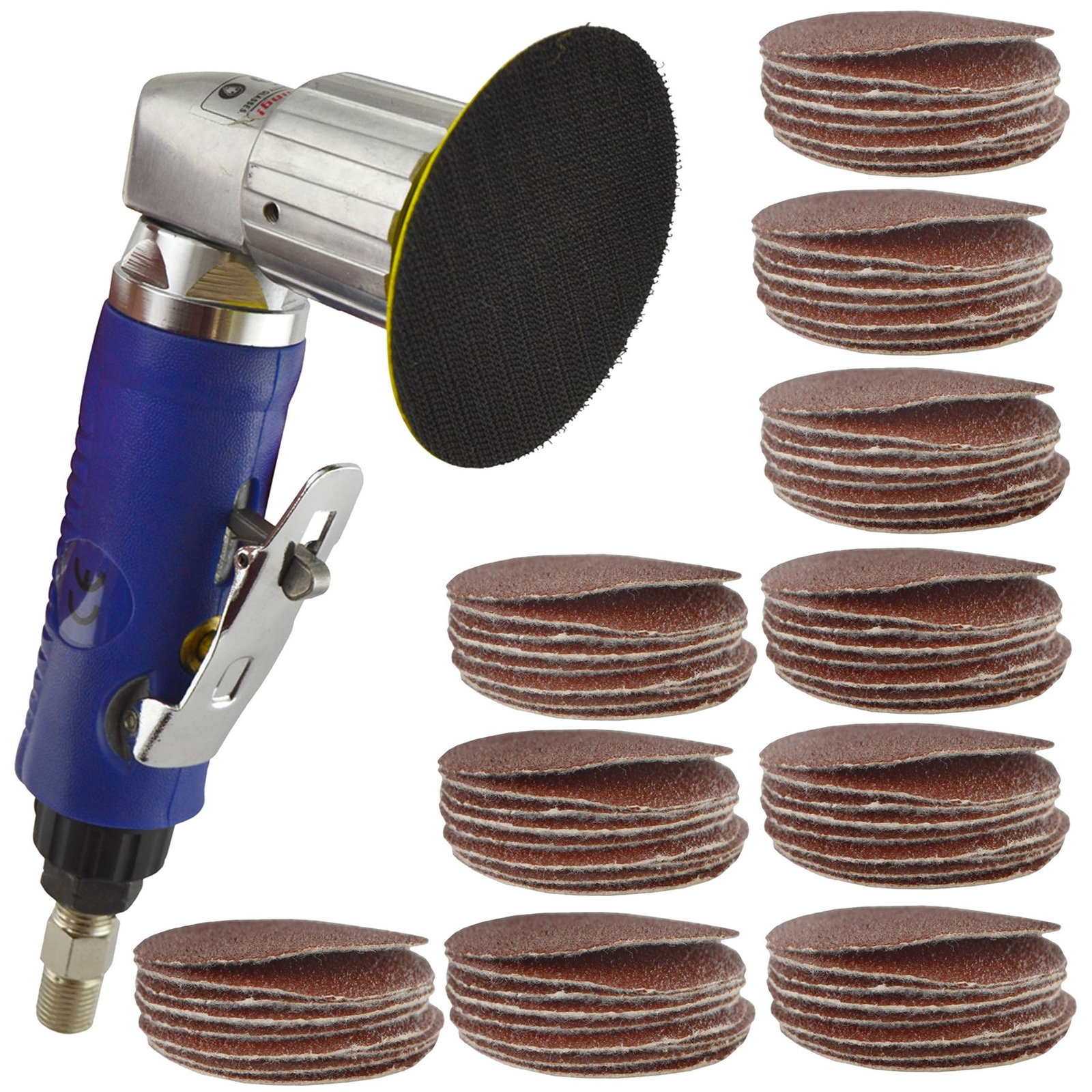 2" Air Angle Sander Grinder Polisher And 100 Pack 120 Sanding Grit Hook/Loop Pa
