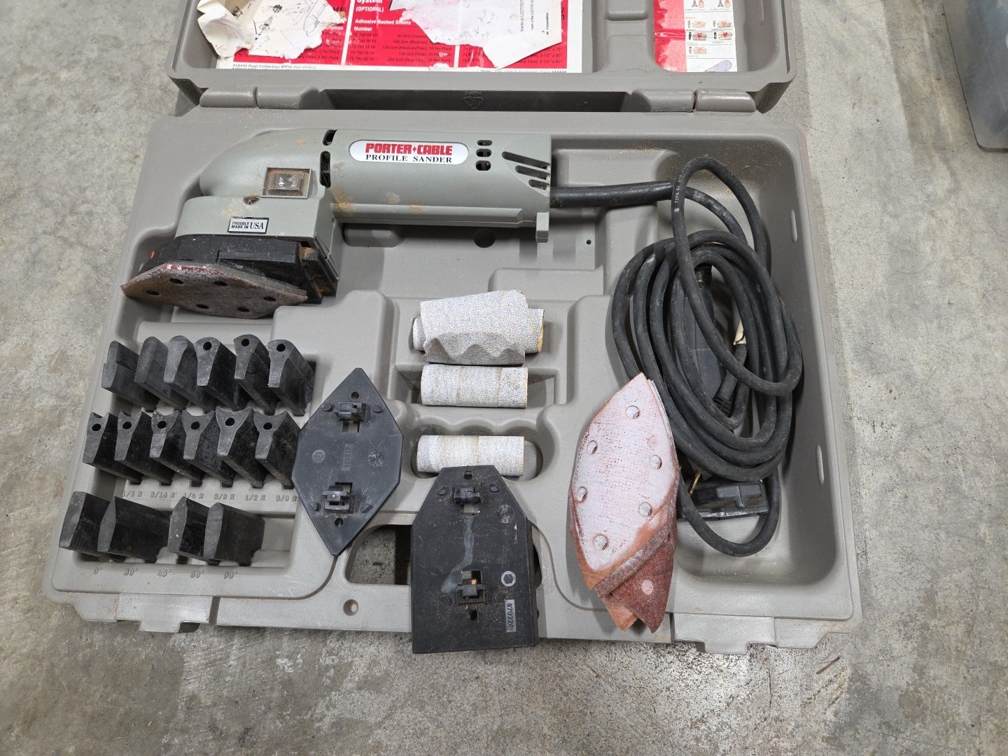 Porter Cable Profile Sander Kit Model 444 Detail Molding Set w/ Case Accessories