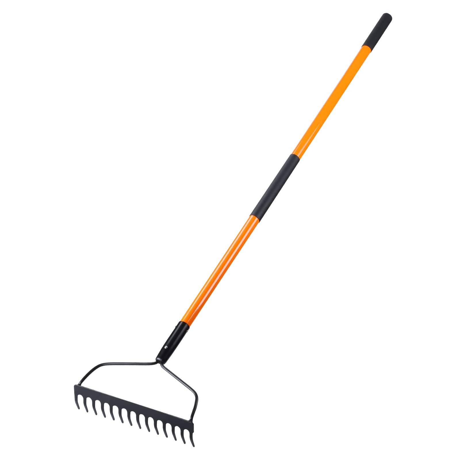 58 Inch Heavy Duty Garden Rake 14 Tines Bow Rake Fiberglass Handle Lawns Yard