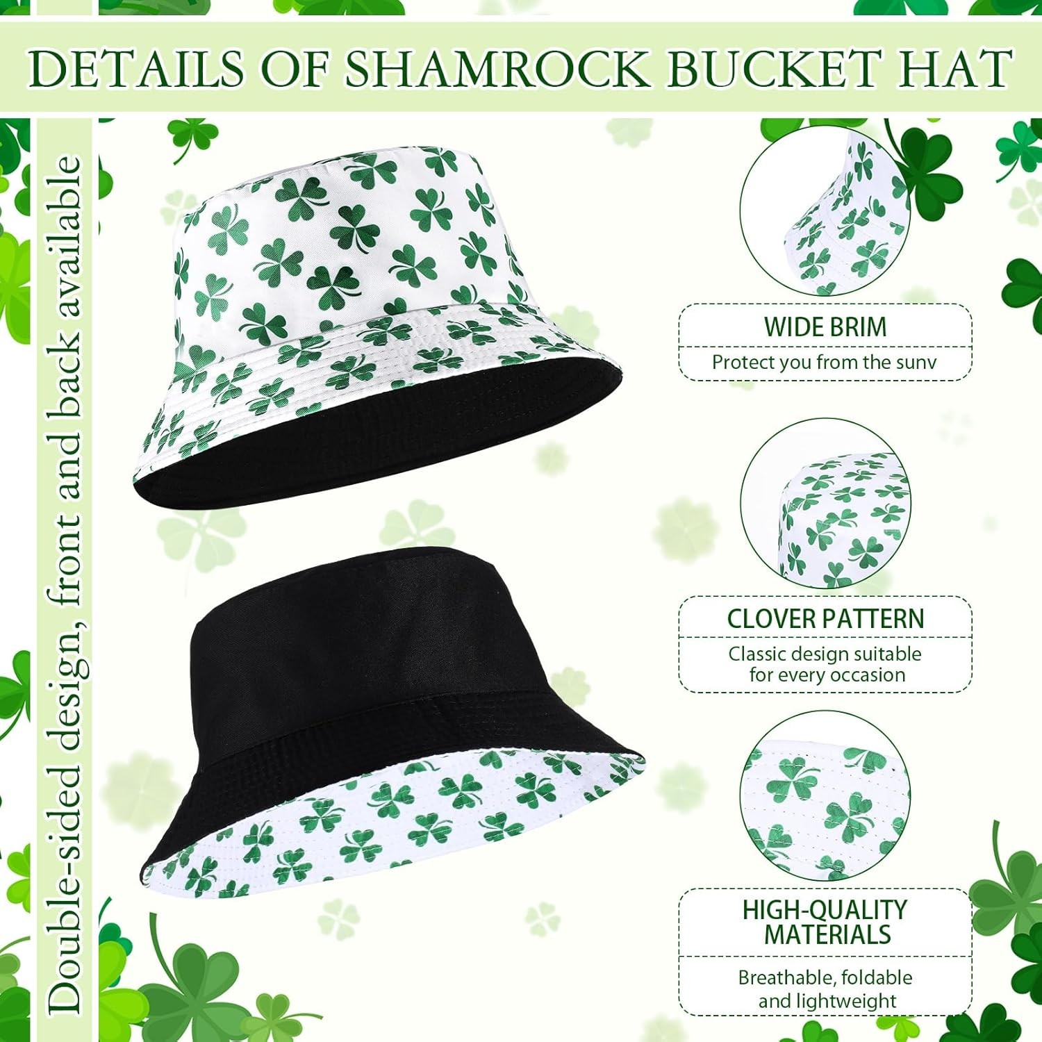 Cozypower St. Patricks Day Accessories Bucket Hat Clover...