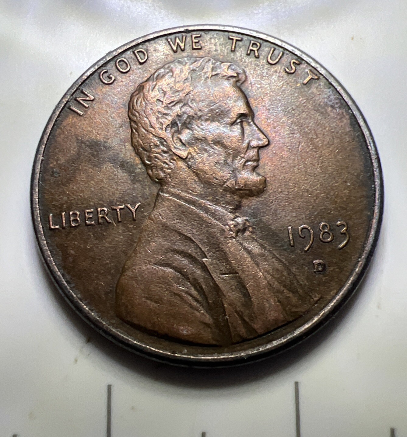 1983-D Penny RPM D/D, Partial Plating, Misaligned Reverse Die Mint Errors