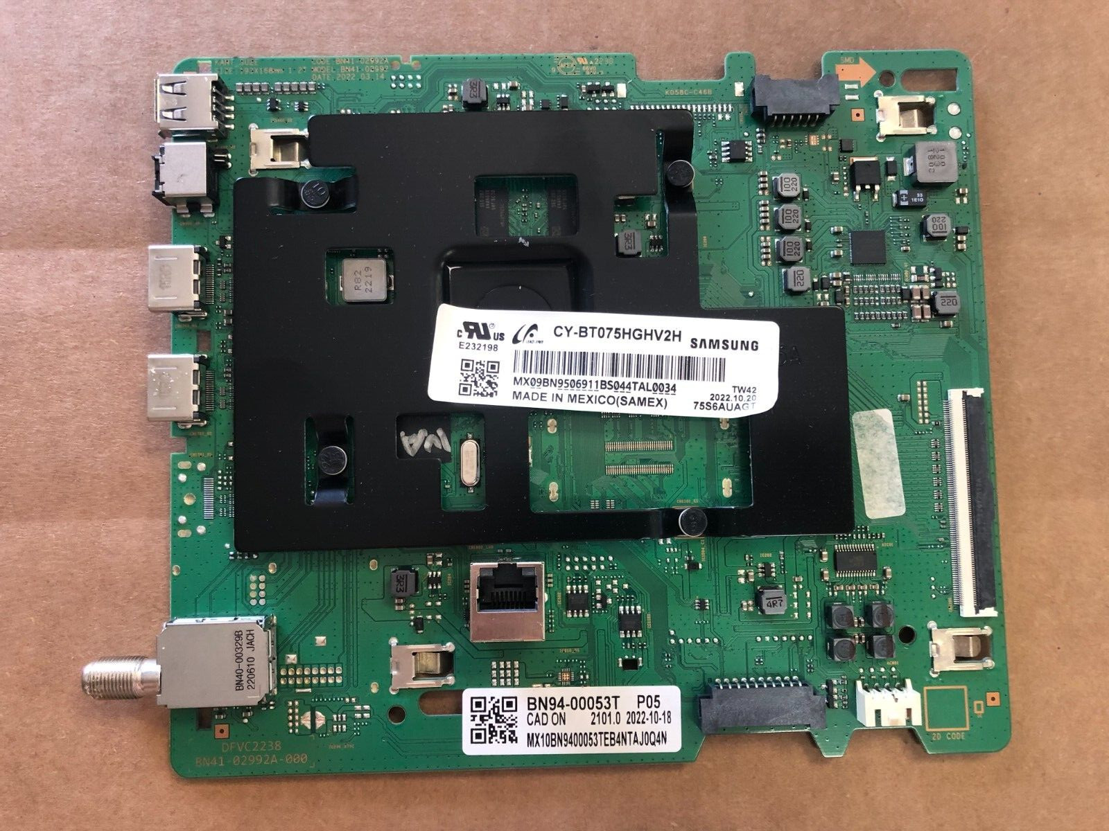 Samsung BN94-00053T Main Board for UN75TU7000FXZA, panel # CY-BT075HGHV2H