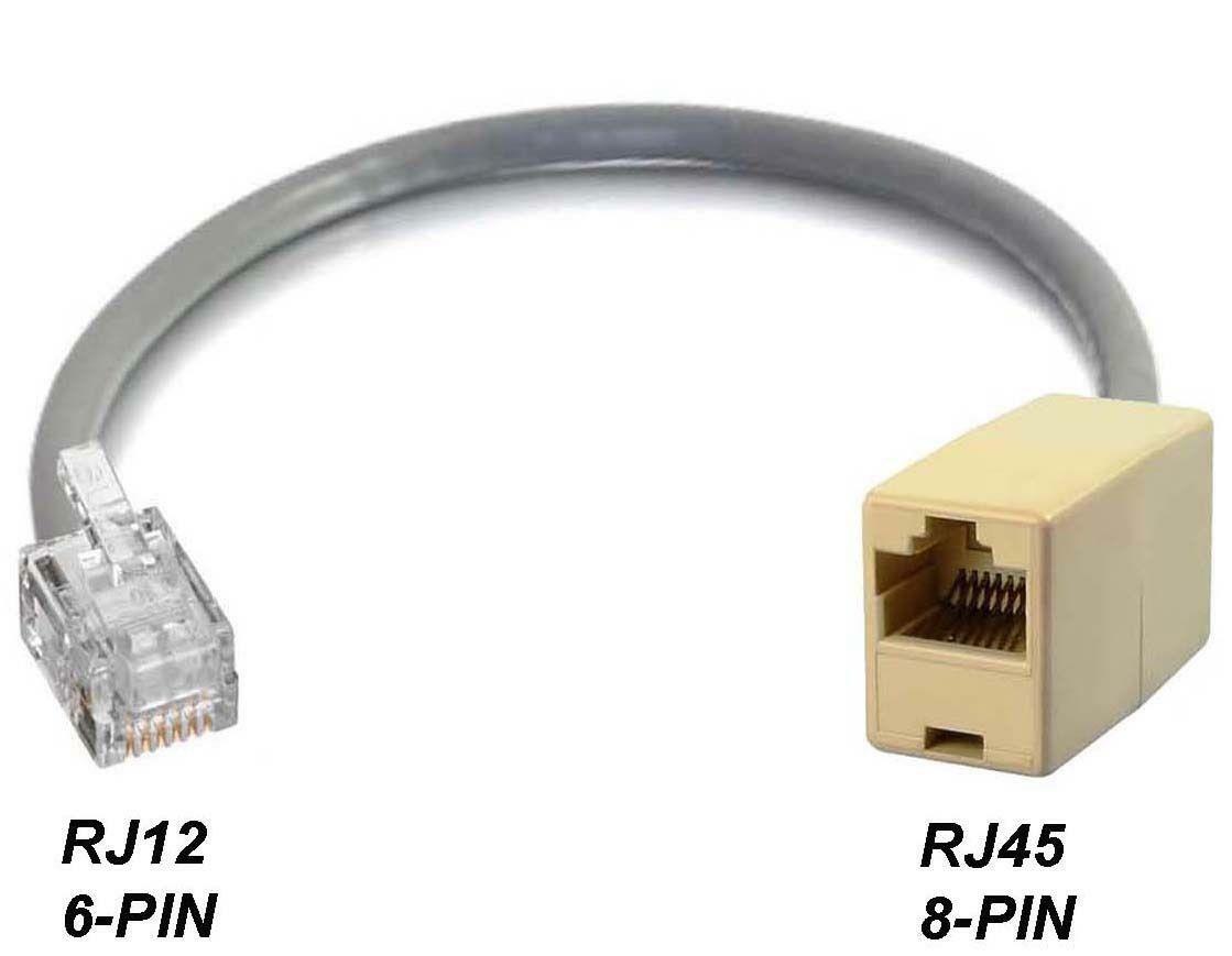 2 PK 6" RJ12 6P6C to RJ45 8P8C Adapter Converter For Internet DSL Modem Router