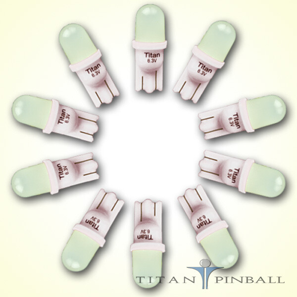 (10 Pack) - 6.3 Volt LED Bulb Frosted 555 Wedge Base (T10) Pinball - WARM WHITE