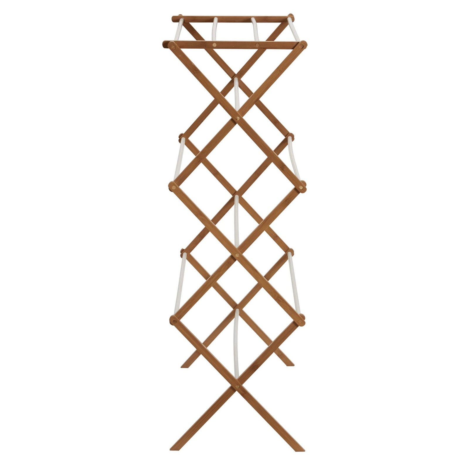 Bamboo Folding Clothes Drying Rack | White Finish, 11 Dowels & Flat Drying Sh...