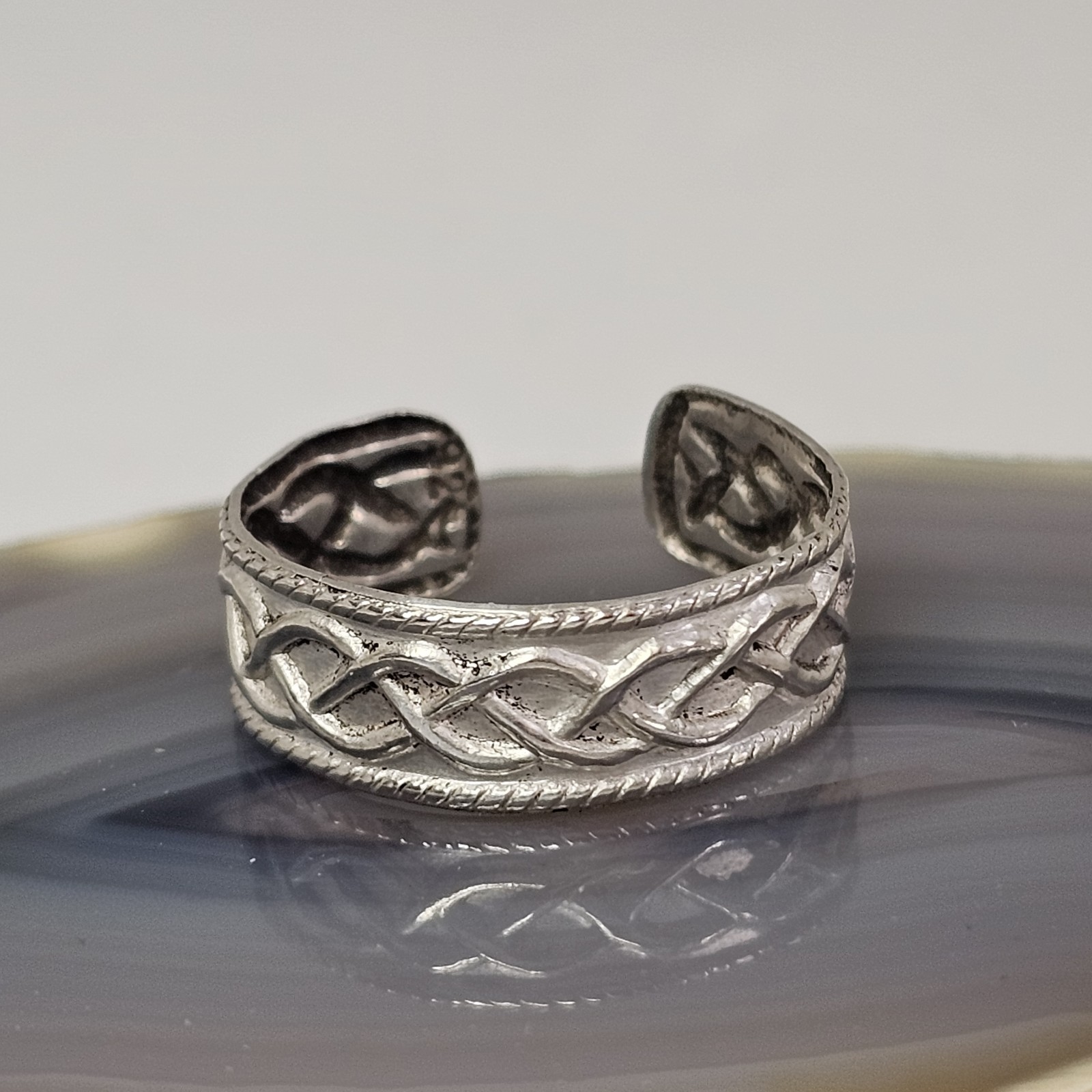 925 Sterling Silver Celtic Knot Toe Ring Open Adjustable Band