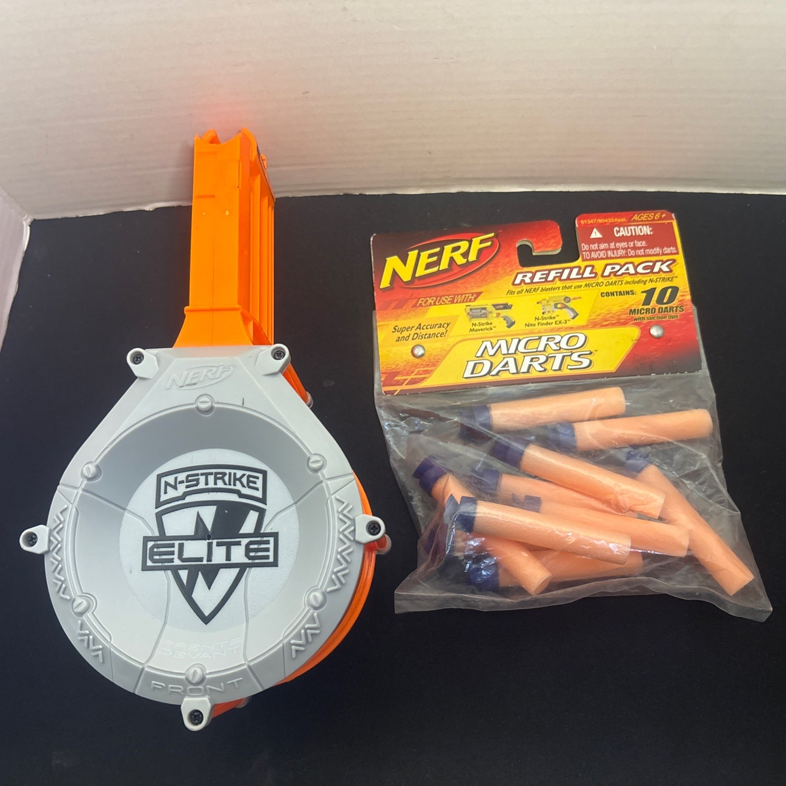 NERF N-Strike Elite Ammo 25 Dart Round Drum Magazine & 10 Micro Darts Sealed 🔥