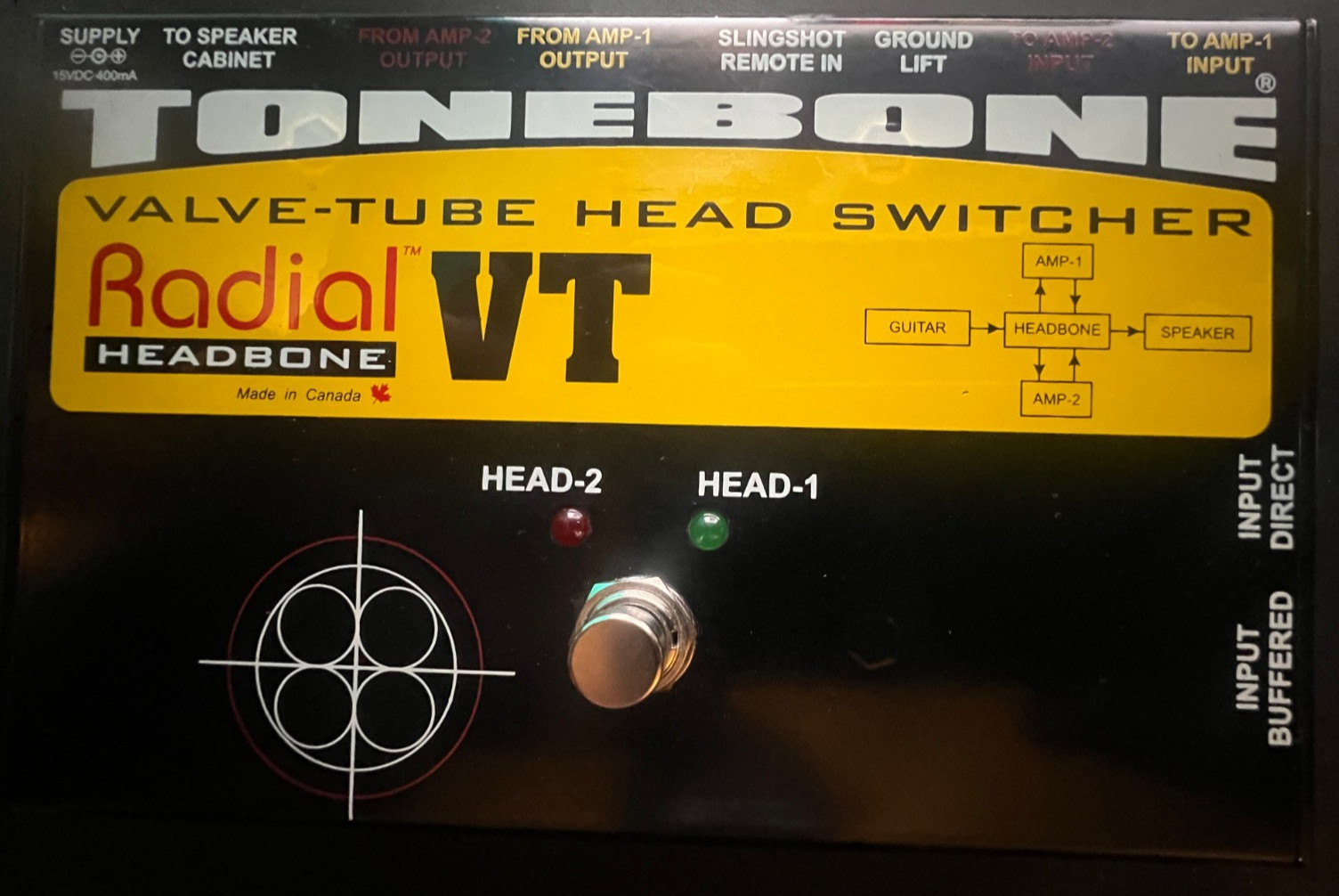 Radial | Headbone VT | Amp Head Switcher Pedal | Power Adapter