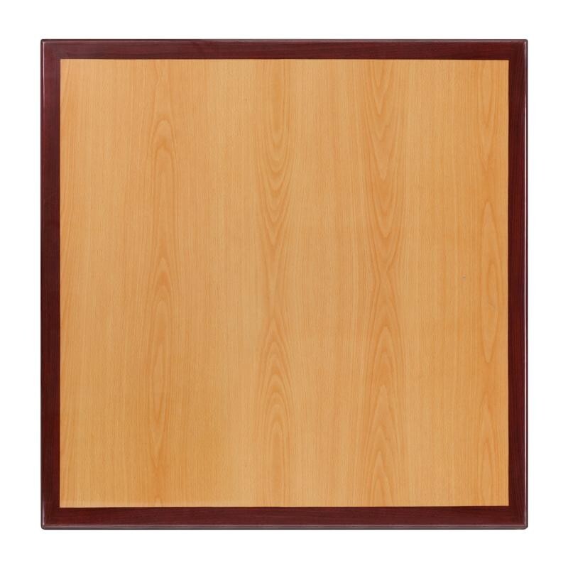 24'' Square Resin Restaurant Table Top with Two-Tone Cherry and Mahogany