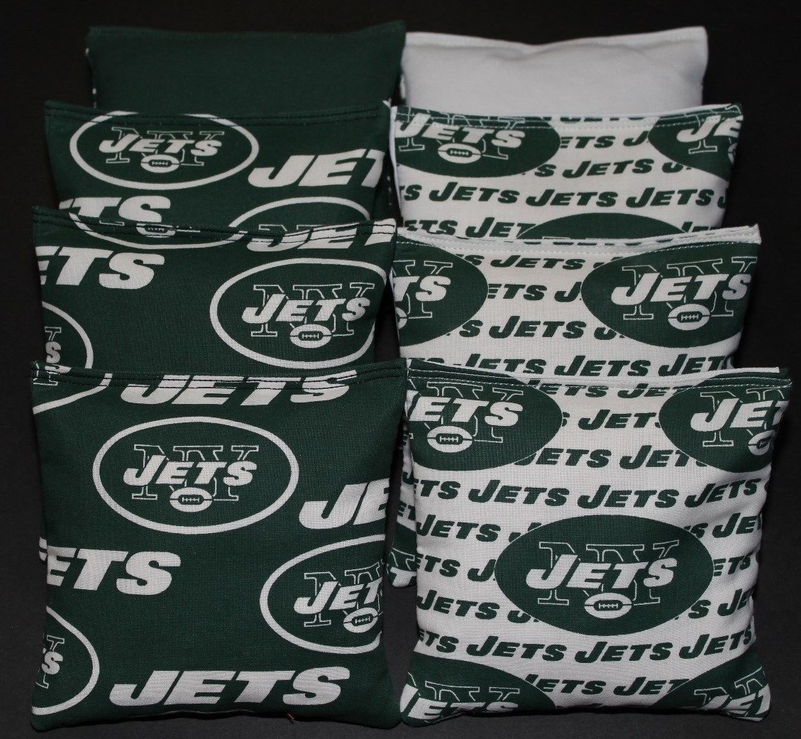 All Weather NEW YORK JETS Cornhole Bean Bags Resin Filled Waterproof!