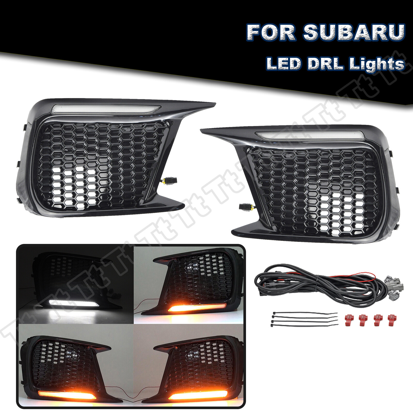 For 2018-up Subaru WRX STI Sequential LED Fog Bezel DRL Turn Signal Lights Lamp