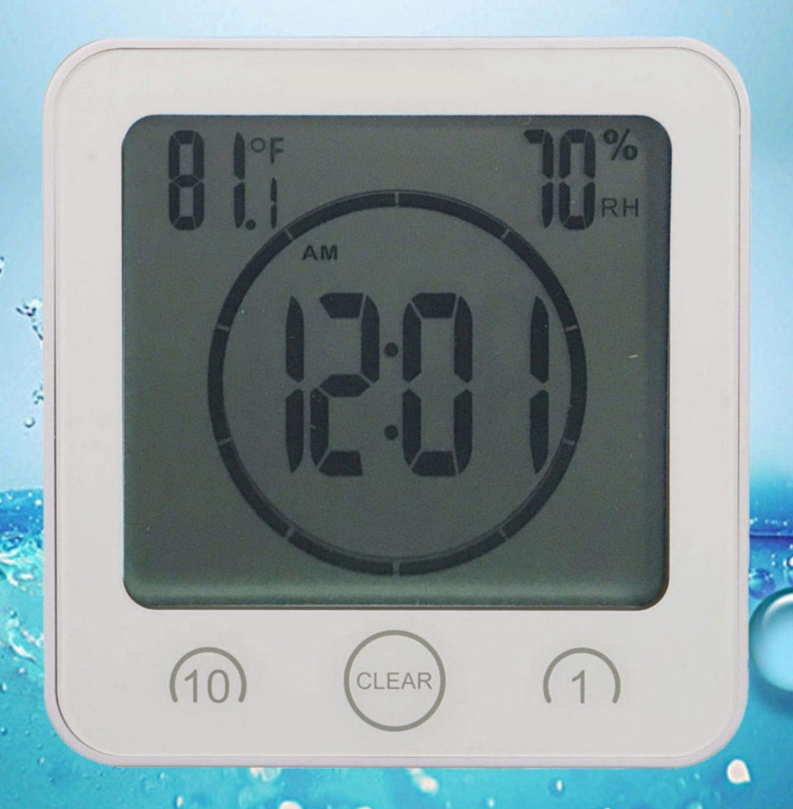 Wall Clock Waterproof LCD Digital Wall Clock Shower Suction Wall Stand Alarm ...