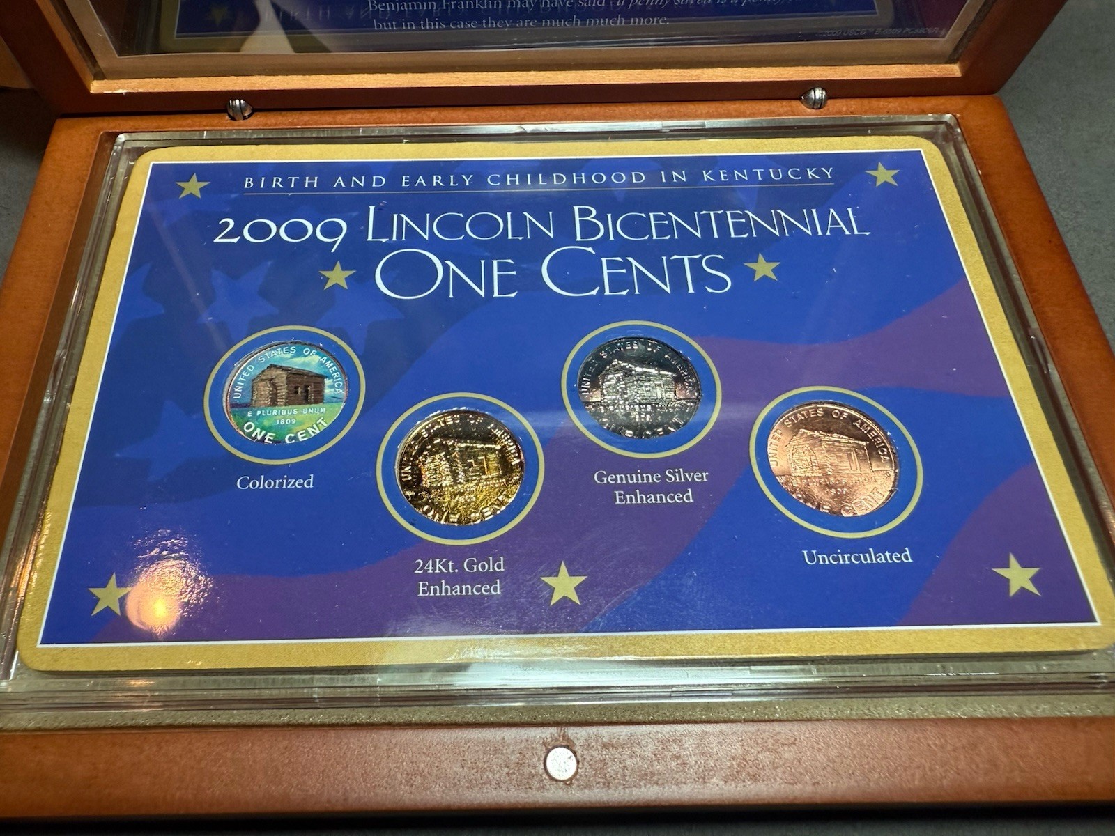 2009 US Mint Lincoln Proof Penny Set Toner Toned Wood Box Display